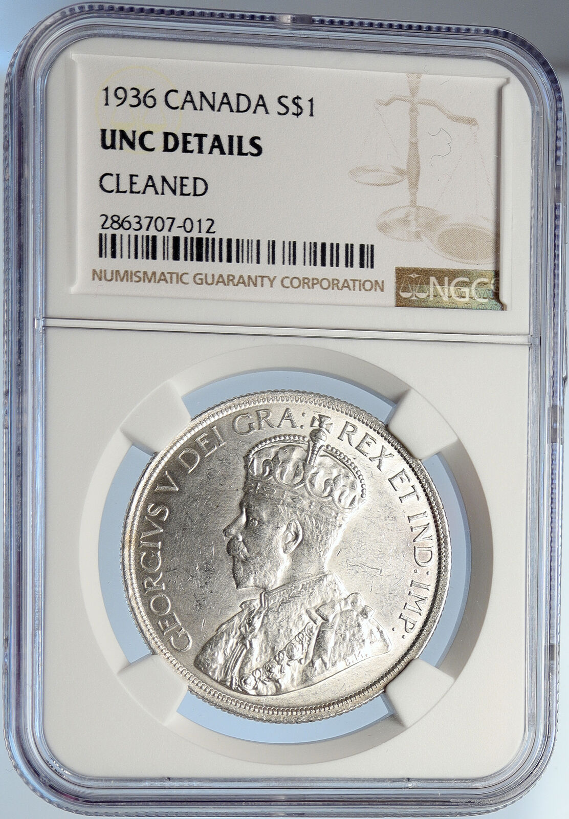 1936 CANADA UK King GEORGE V Voyagers ANTIQUE Old Silver Dollar Coin NGC i105719