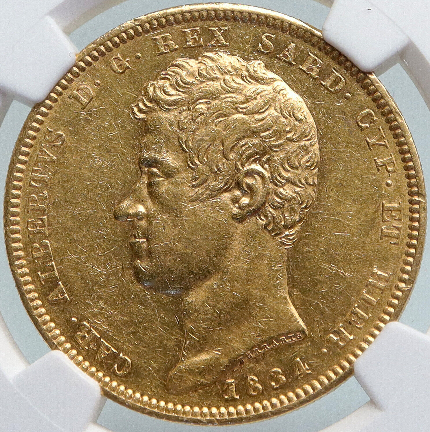 1834 ITALY Italian States SARDINIA King CARLO ALBERTO Gold 100 Lire NGC i91585