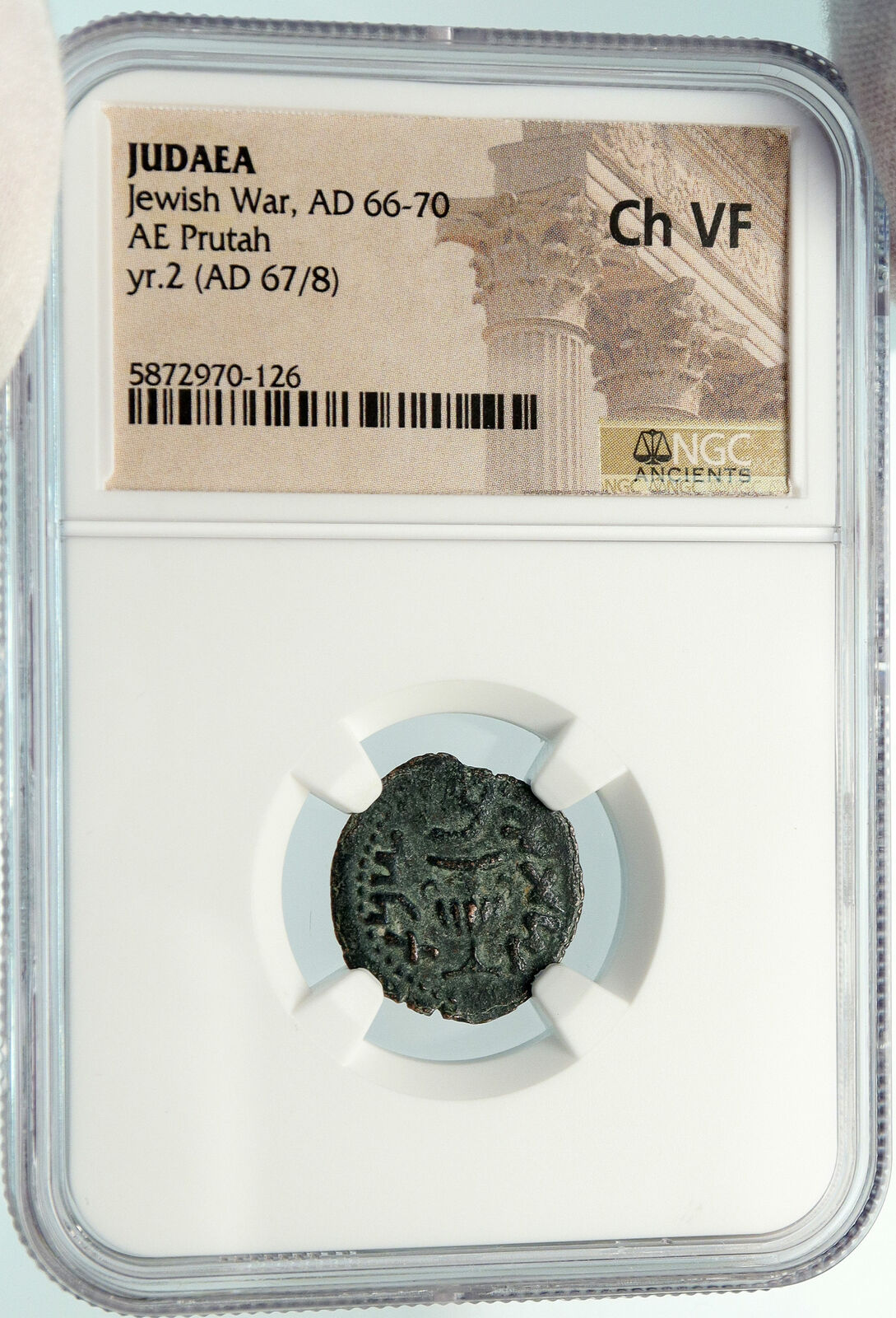 Authentic Ancient JEWISH WAR vs ROMANS 67AD Historical JERUSALEM Coin NGC i84786