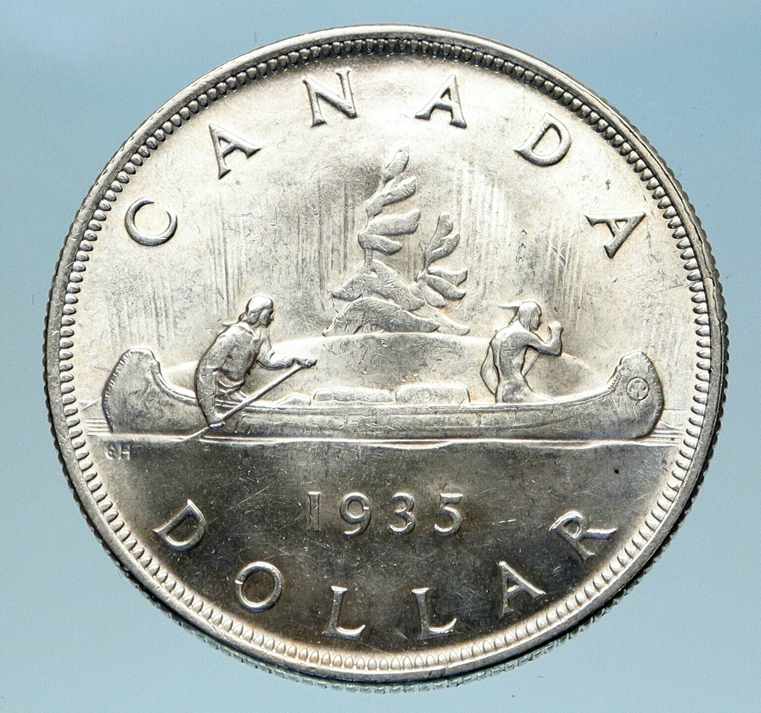 1935 CANADA under UK King GEORGE V Voyagers Genuine Silver Dollar Coin i82975