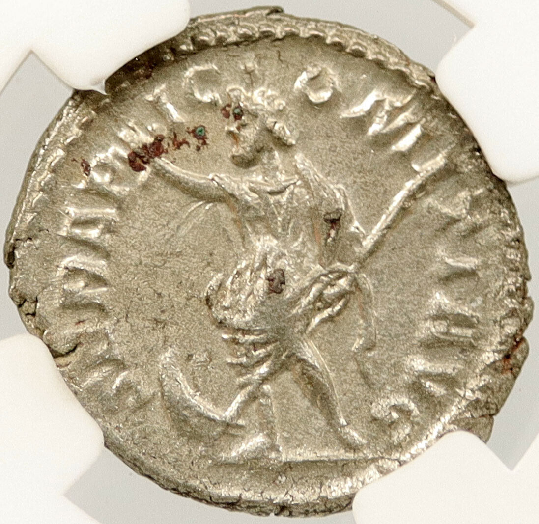 POSTUMUS 266AD Authentic Ancient Roman Billon Silver Coin SERAPIS NGC i121416