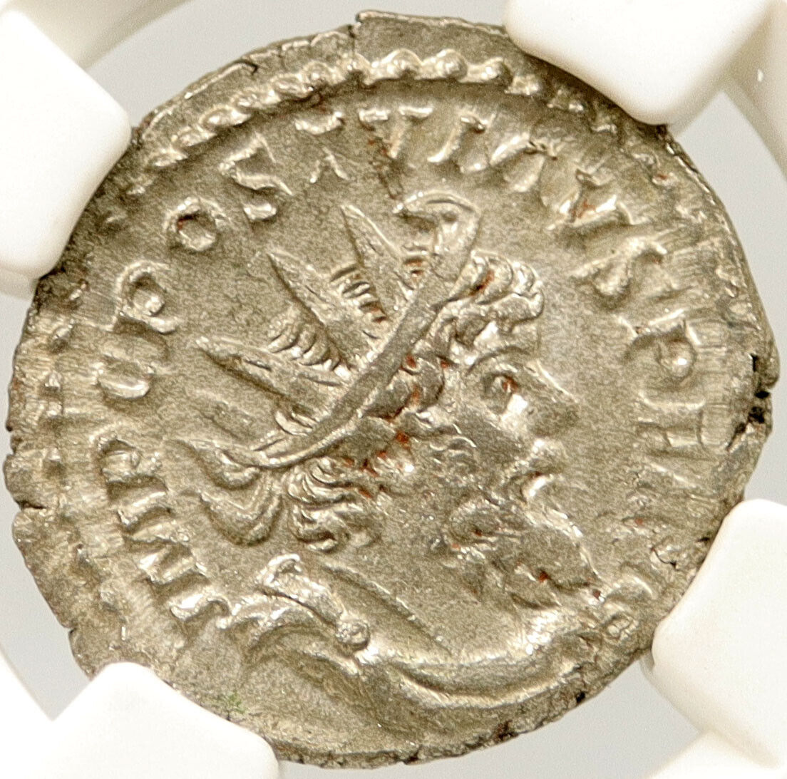 POSTUMUS 266AD Authentic Ancient Roman Billon Silver Coin SERAPIS NGC i121416