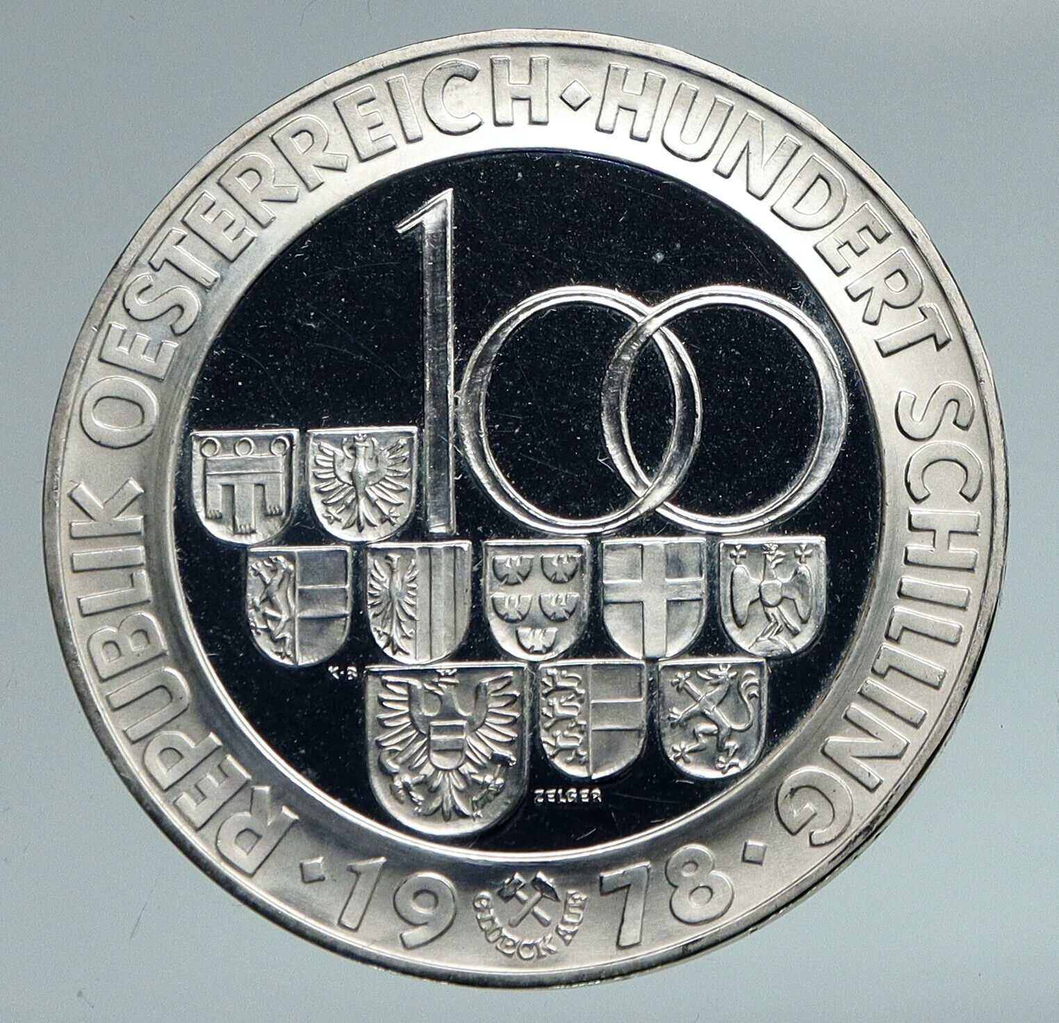 1978 AUSTRIA City of Villach Founding VINTAGE PF Silver 100 Shilling Coin i90979