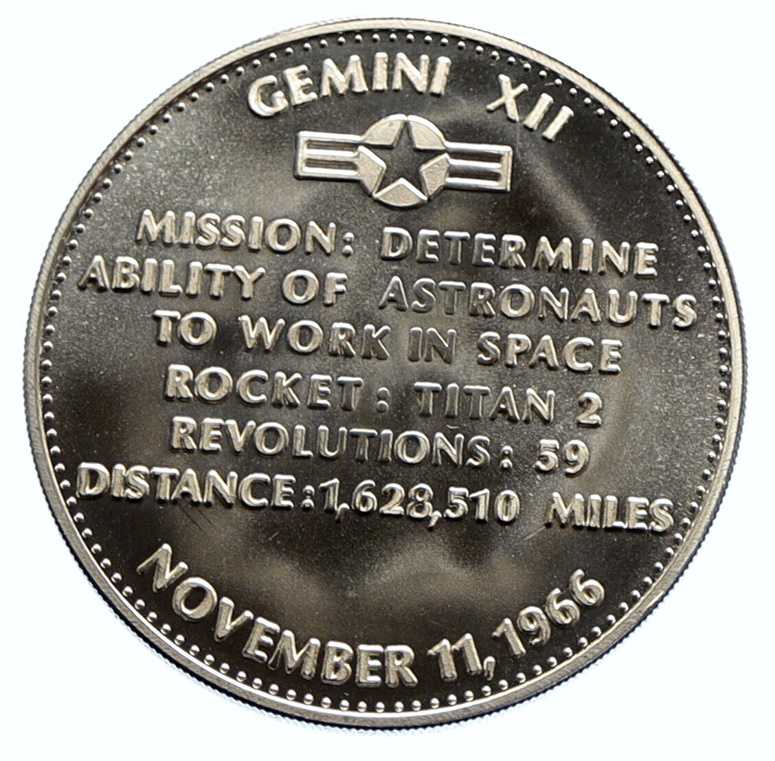 1970's USA NASA Gemini XI ASTRONAUTS SPACE DOCKING Old Proof Silver MEDAL i96355