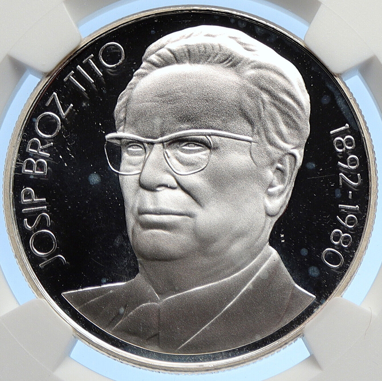 1980 YUGOSLAVIA Vintage Death of Tito Proof Silver 1000 Dinara Coin NGC i106287