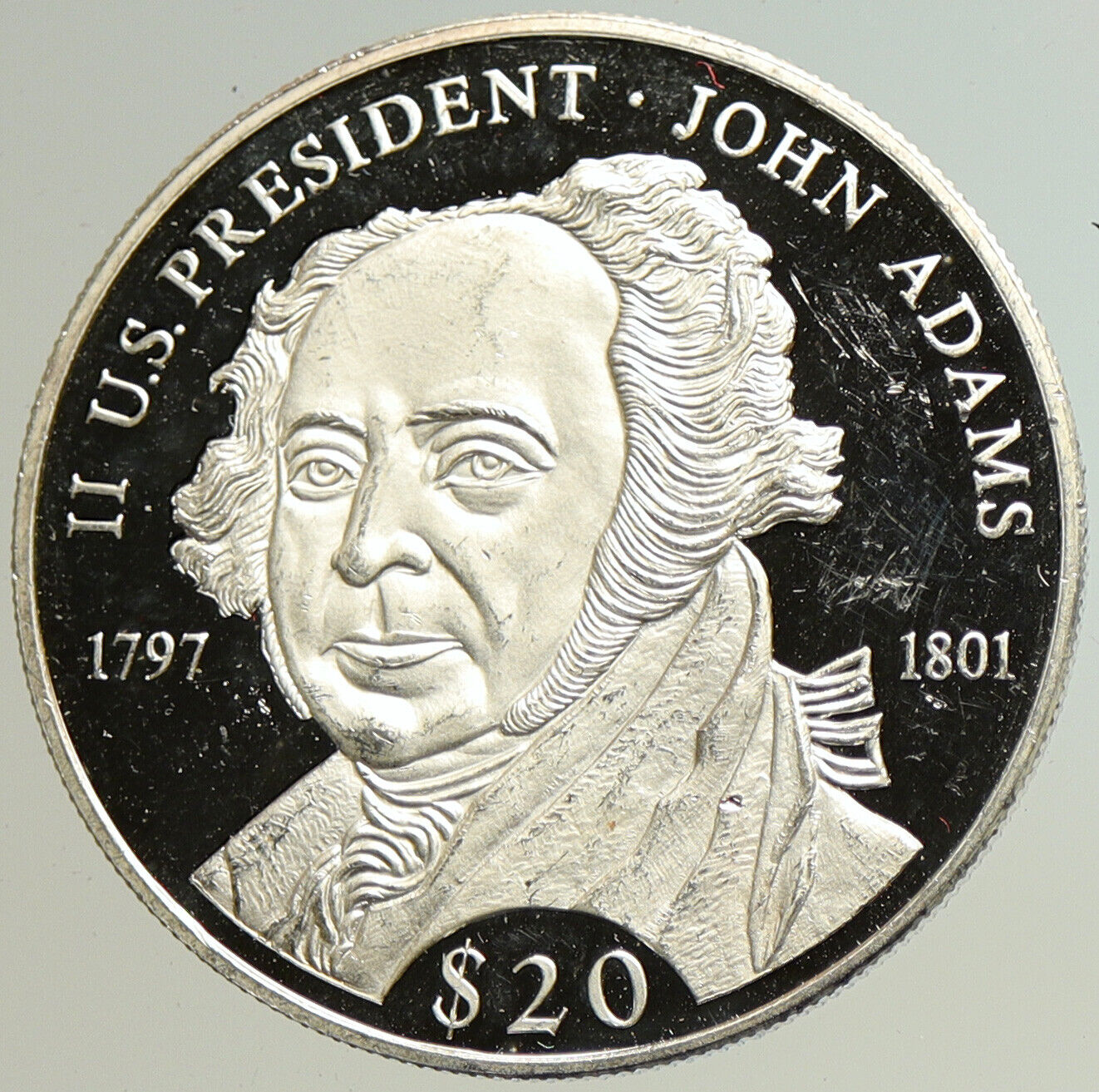 2000 LIBERIA USA Second President JOHN ADAMS Proof Silver 20 Dollar Coin i104938