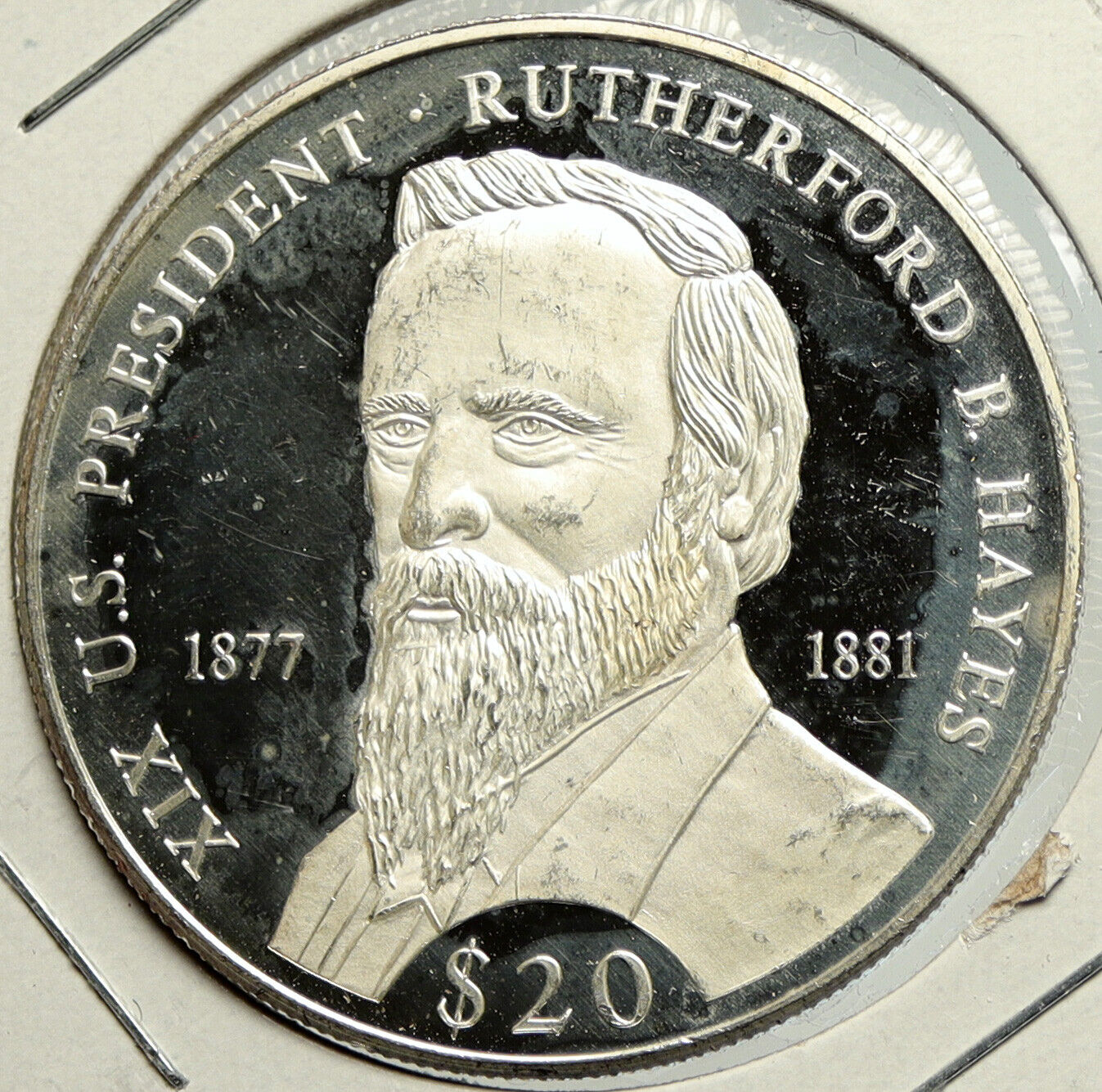 2000 LIBERIA US President RUTHERFORD B HAYES Proof Silver 20 Dollar Coin i104936