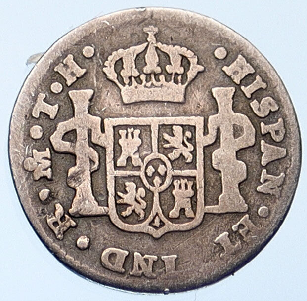 1808 MEXICO SPAIN King FERDINAND VII Mexican OLD Silver 1/2 Real Coin i115158