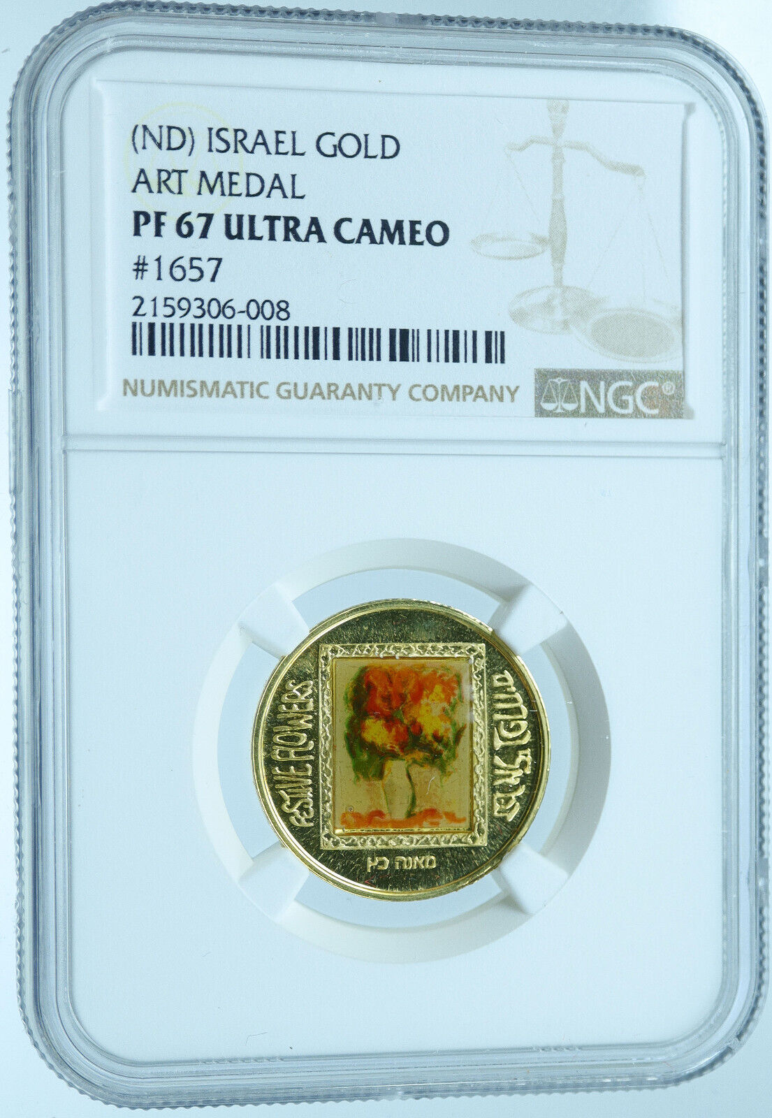 circa 1988 ISRAEL State Art Painter Mané-Katz GOLD 1/4oz Proof Medal NGC i121424