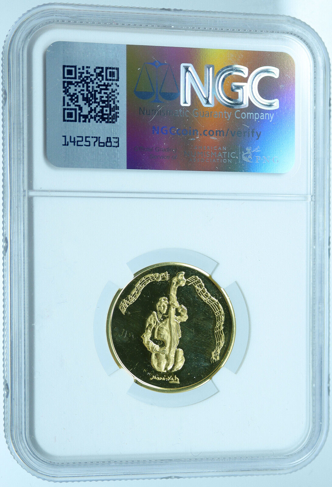 circa 1988 ISRAEL State Art Painter Mané-Katz GOLD 1/4oz Proof Medal NGC i121424