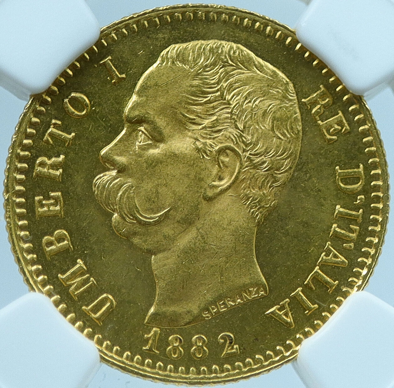 1882 R ITALY King Umberto I Antique Gold 20 Lire 0.18oz Italian Coin NGC i121426