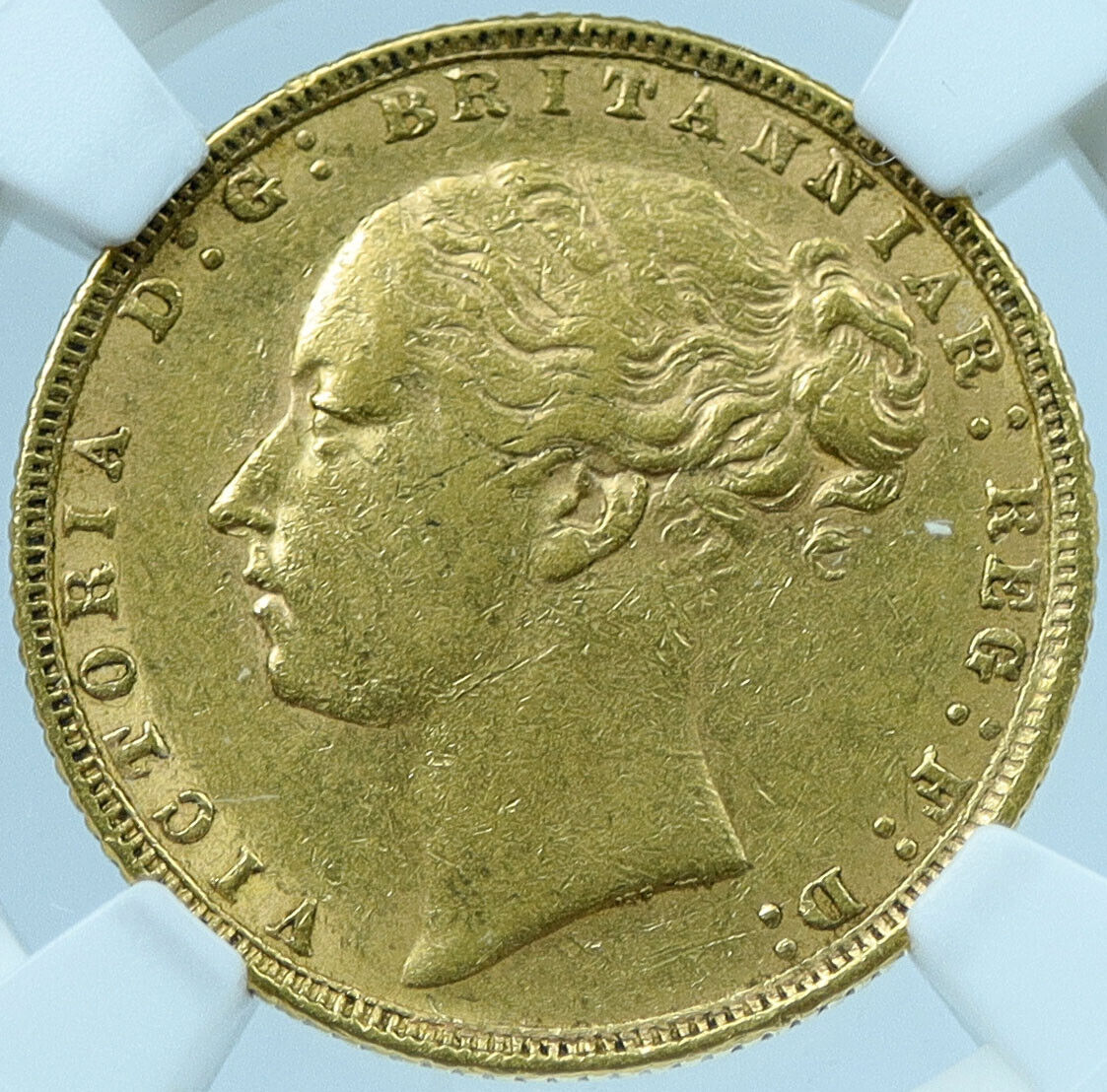 1872 GREAT BRITAIN Antique UK Queen Victoria OLD Gold Sovereign Coin NGC i121427