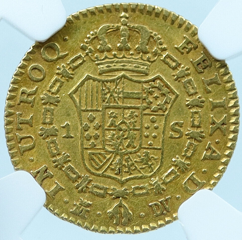 1787 SPAIN King CHARLES III Antique Madrid Spanish GOLD Escudo Coin NGC i121429