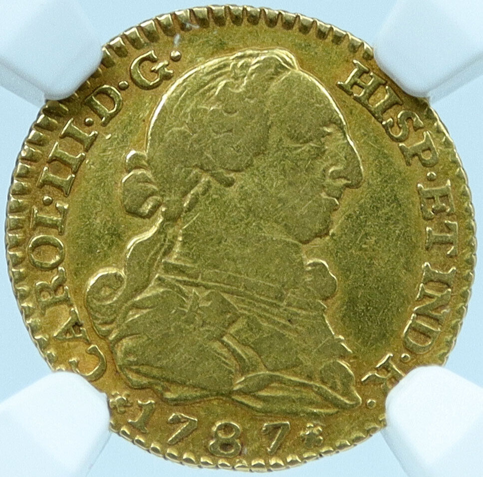 1787 SPAIN King CHARLES III Antique Madrid Spanish GOLD Escudo Coin NGC i121429