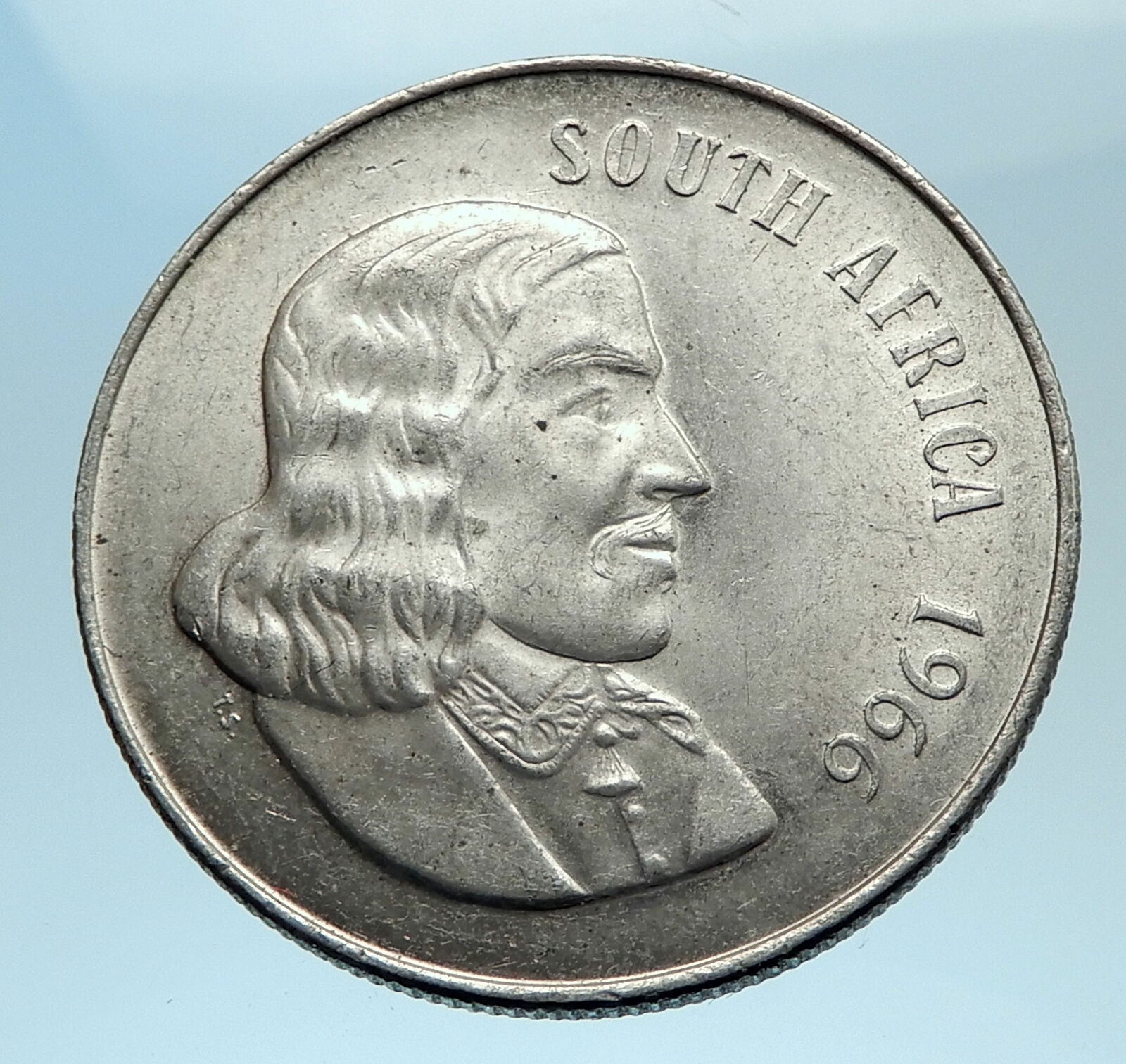 1966 SOUTH AFRICA Founder Jan van Riebeeck & Deer Silver 1 Rand Coin i77532